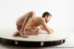 Nude Man White Laying poses - ALL Slim Short Brown Laying poses - on side Realistic